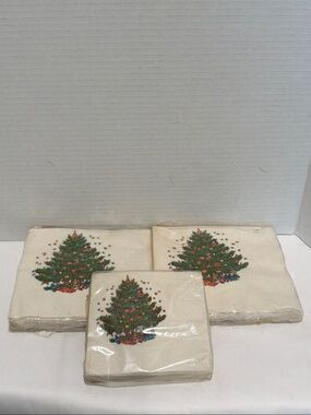 Holiday Christmas Tree Paper Napkins - 2 sets of luncheon 1 set of beverage